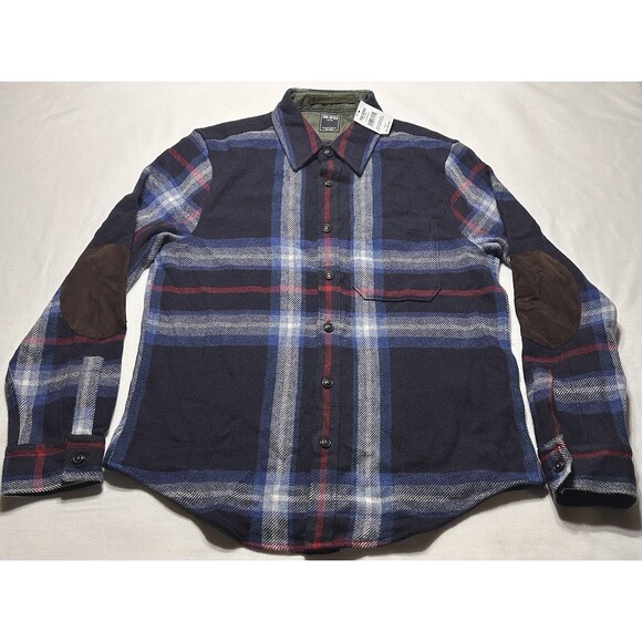 Todd Snyder Wool Blend Flannel Shirt Jacket Men OverSized Medium Elbow Patch NWT